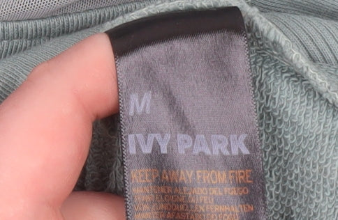 Ivy Park Women's Green Pullover Hoodie Medium Cotton Blend Logo Sweatshirt