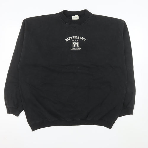 Hard Rock Cafe Men Black XL Pullover Sweatshirt Music Logo