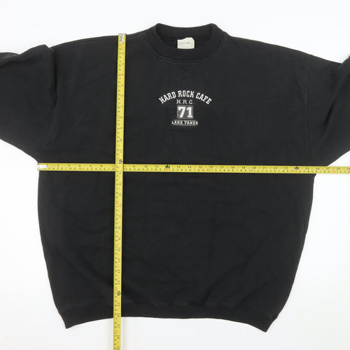 Hard Rock Cafe Men Black XL Pullover Sweatshirt Music Logo