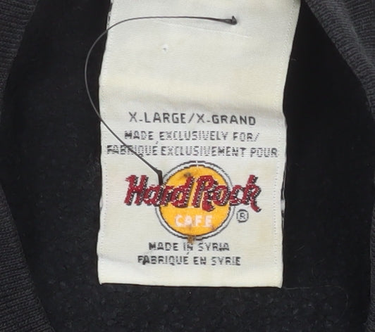 Hard Rock Cafe Men Black XL Pullover Sweatshirt Music Logo