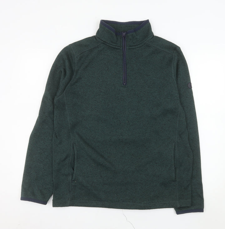 White Stuff Men's Green Half Zip Fleece Sweatshirt Medium