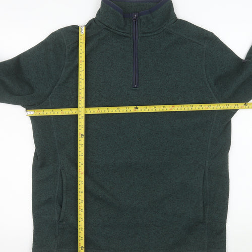 White Stuff Men's Green Half Zip Fleece Sweatshirt Medium