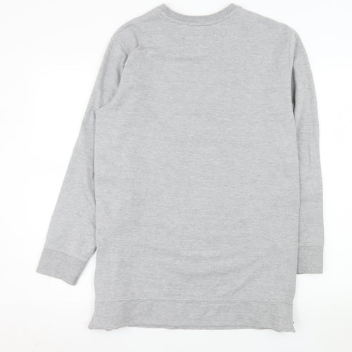 Bershka Mens Grey Graphic 'Thumbs Up' Pullover Sweatshirt M