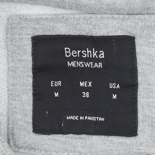 Bershka Mens Grey Graphic 'Thumbs Up' Pullover Sweatshirt M
