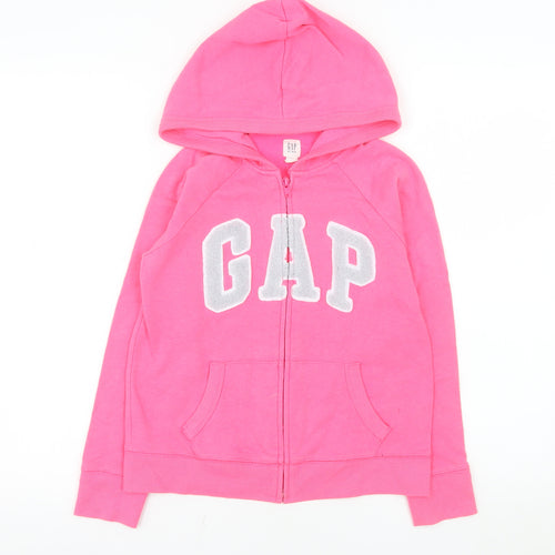 GAP Kids Girls Pink Hooded Zip Puffer Jacket Lined Size 10-11 Years