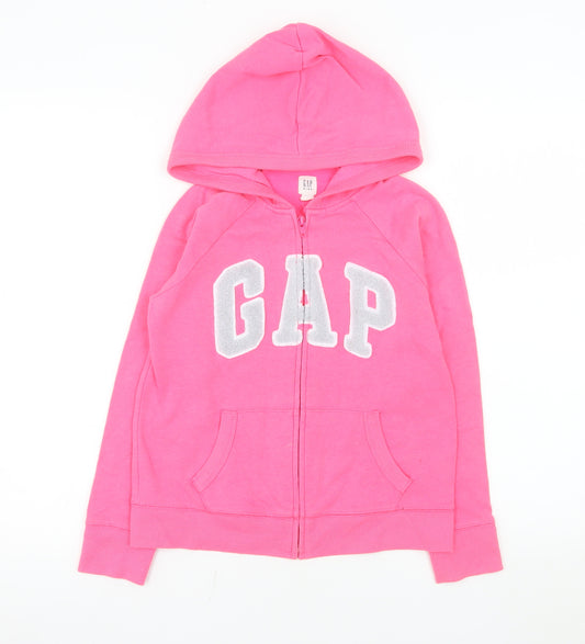 GAP Kids Girls Pink Hooded Zip Puffer Jacket Lined Size 10-11 Years