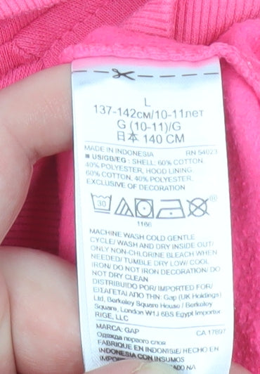 GAP Kids Girls Pink Hooded Zip Puffer Jacket Lined Size 10-11 Years