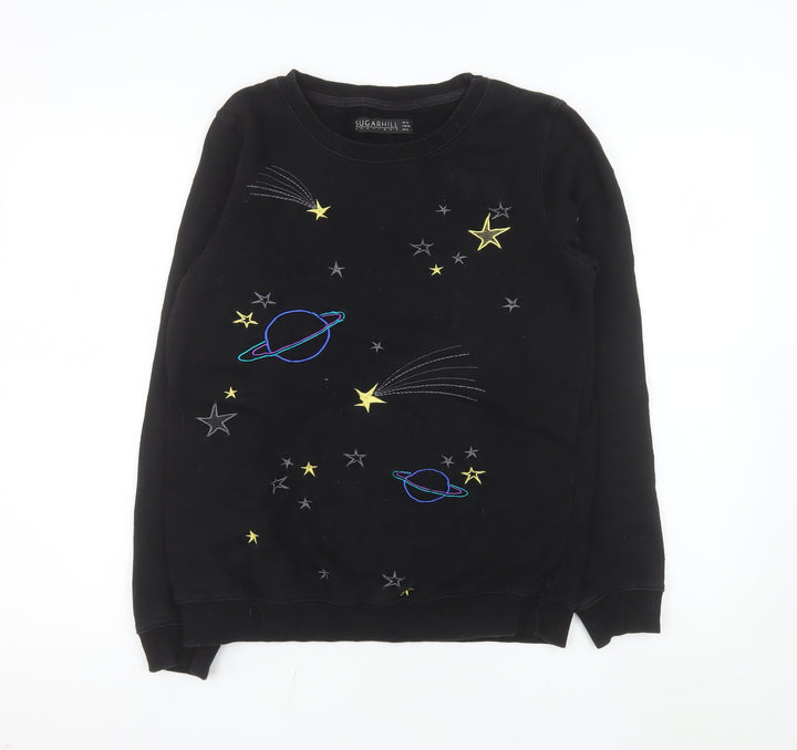 Sugarhill Boutique Girls Black Embroidered Space Sweatshirt UK 10