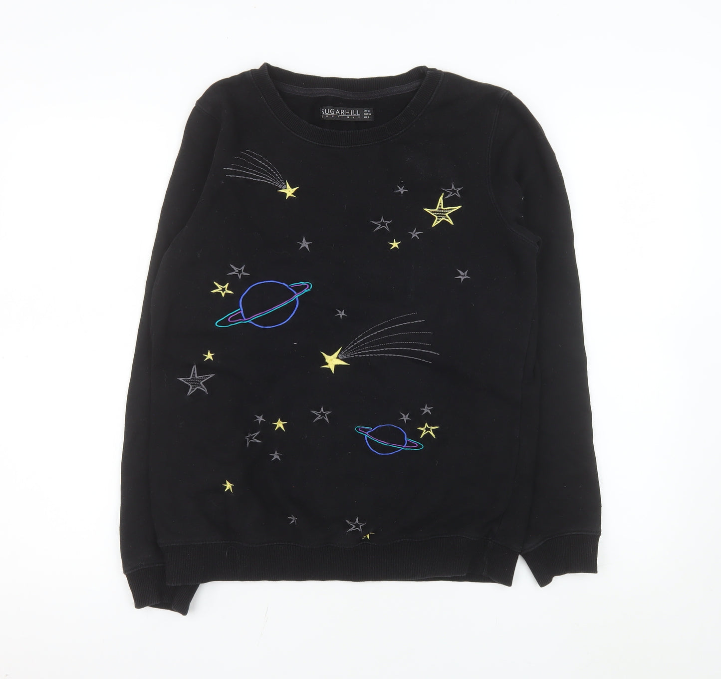 Sugarhill Boutique Girls Black Embroidered Space Sweatshirt UK 10