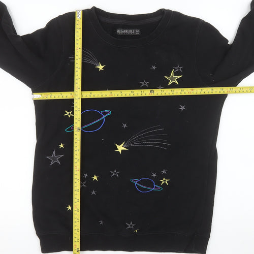 Sugarhill Boutique Girls Black Embroidered Space Sweatshirt UK 10
