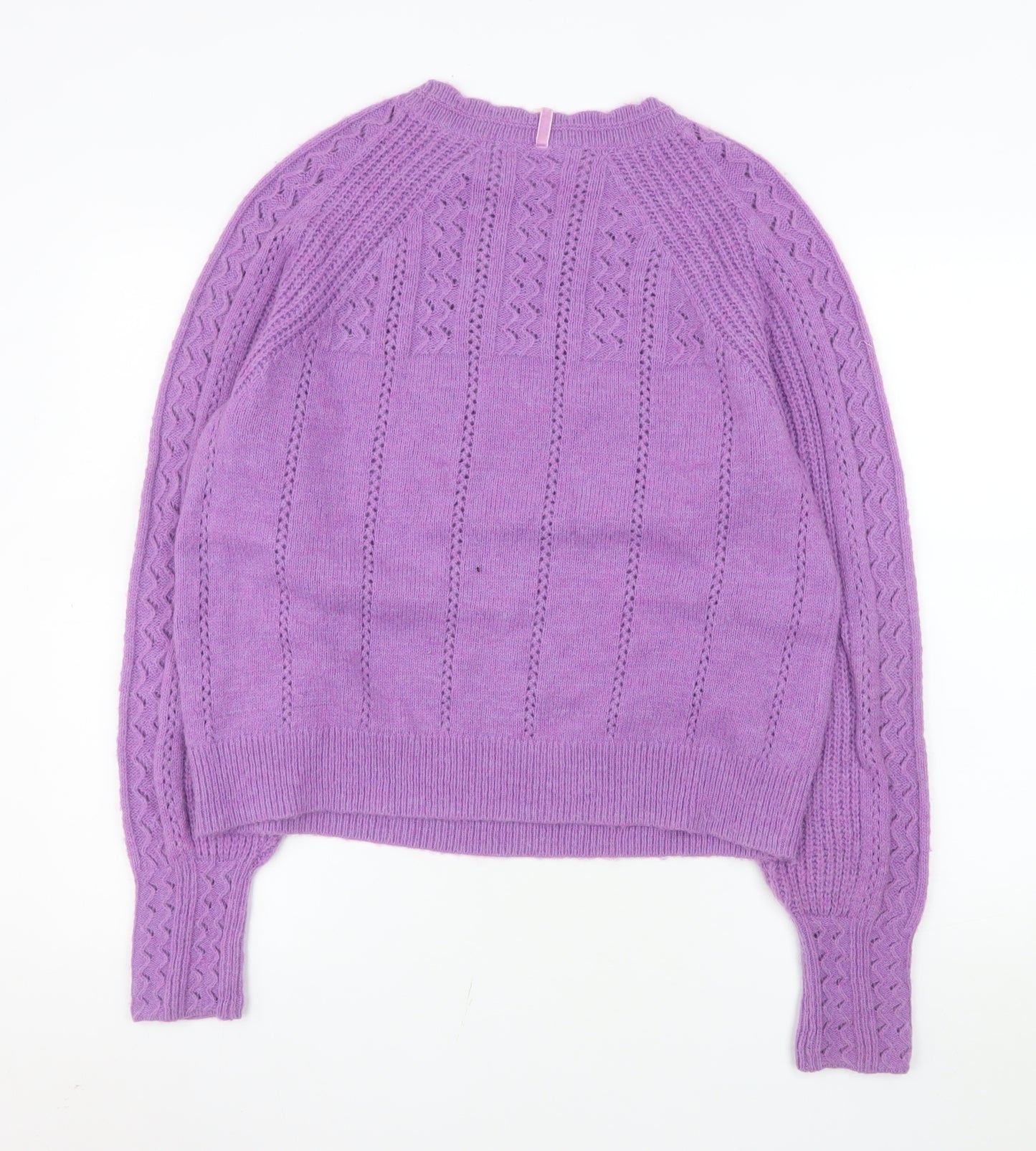 Marks and Spencer Women Purple Cable-Knit Wool Blend Jumper Size 16