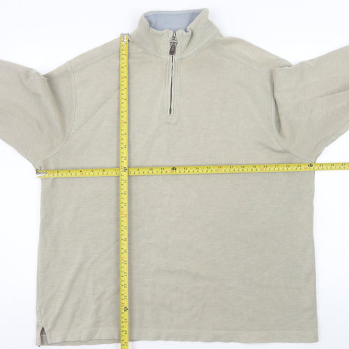 Marks and Spencer Men's Beige XL 1/4 Zip Pullover Sweatshirt