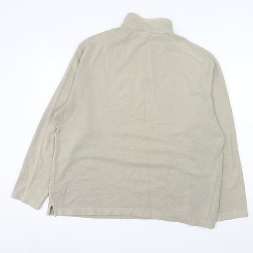 Marks and Spencer Men's Beige XL 1/4 Zip Pullover Sweatshirt