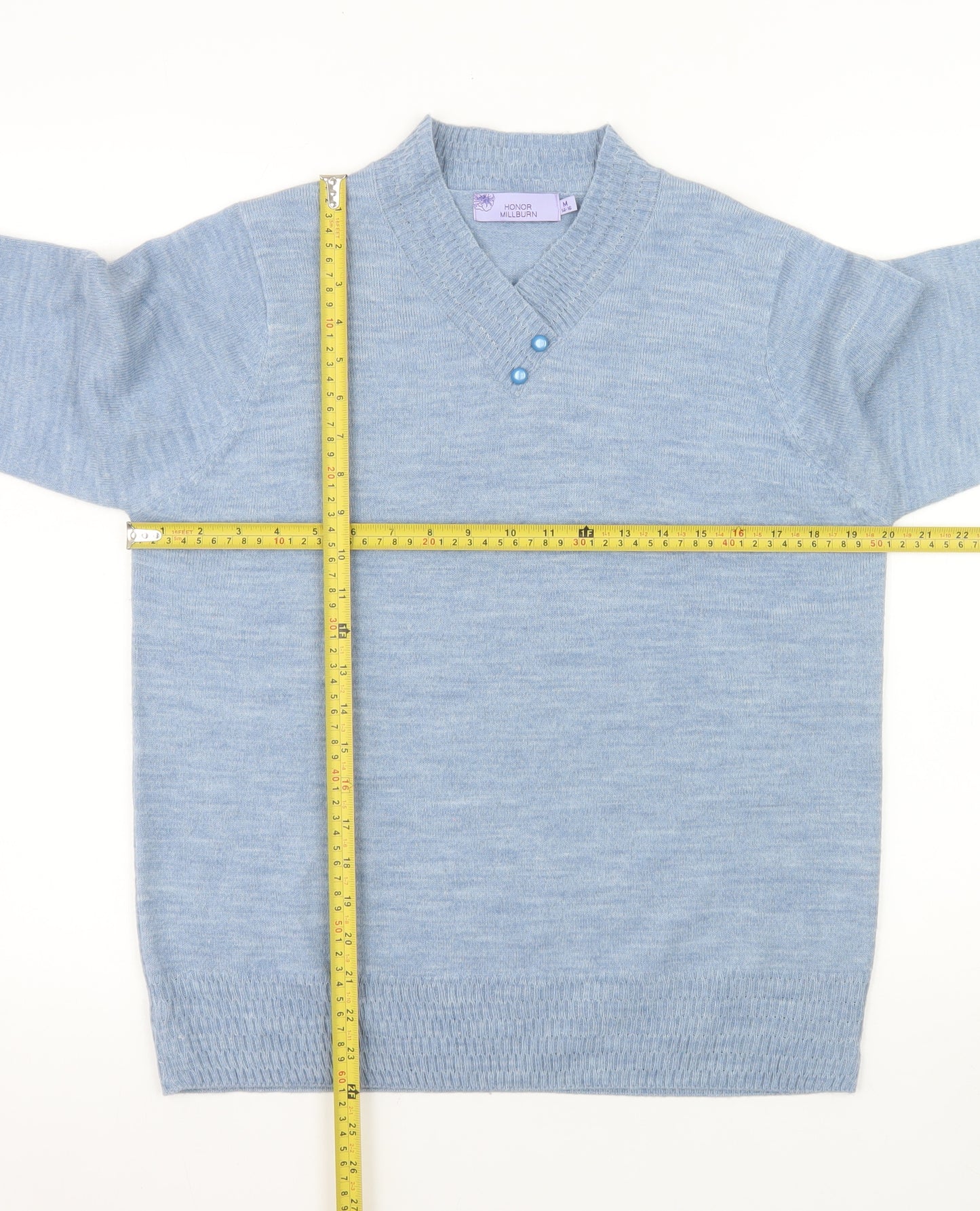 Honor Millburn Women's Blue Knit V-Neck Long Sleeve Jumper Size M 14-16