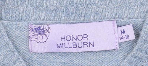 Honor Millburn Women's Blue Knit V-Neck Long Sleeve Jumper Size M 14-16