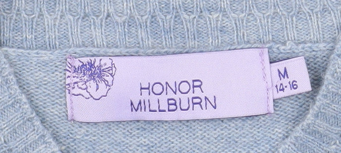 Honor Millburn Women's Blue Knit V-Neck Long Sleeve Jumper Size M 14-16