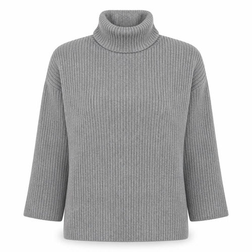 H&M Women’s Grey Roll Neck Ribbed Knit Wool Blend Jumper Size L