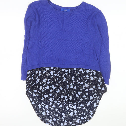 Next Women’s Blue Tunic Blouse UK 6 Long Sleeve Cotton Blend