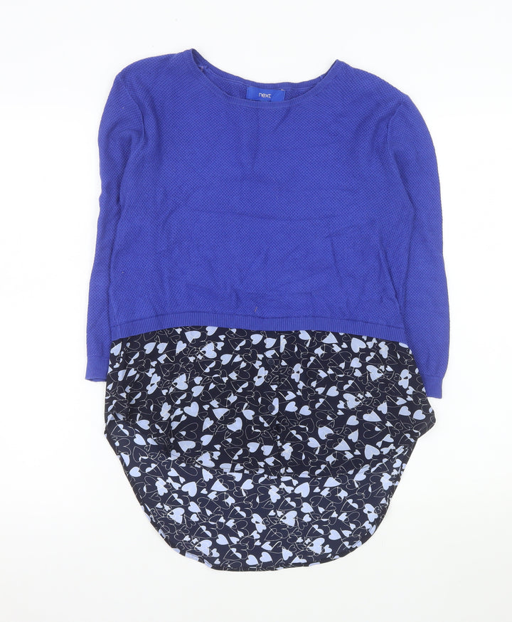 Next Women’s Blue Tunic Blouse UK 6 Long Sleeve Cotton Blend