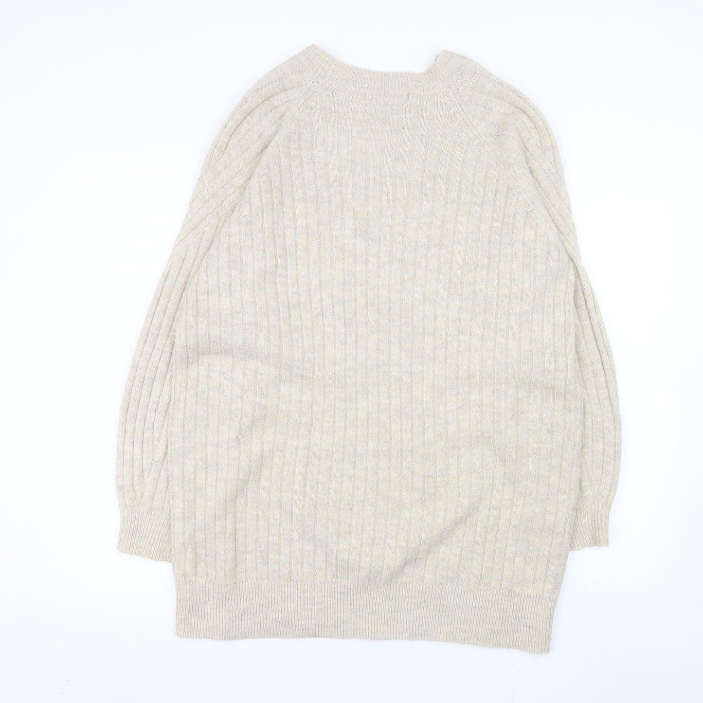 Marks and Spencer Women’s Beige Long Sleeve Ribbed Knit Pullover Jumper M