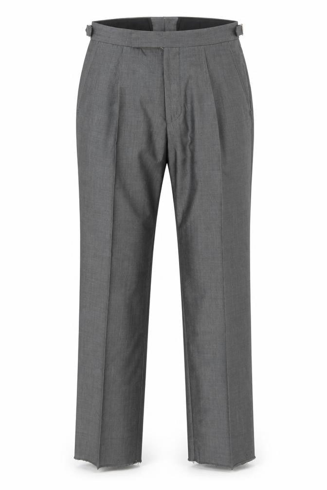 Torre Men's Grey Pleated Wool Blend Dress Trousers 30R