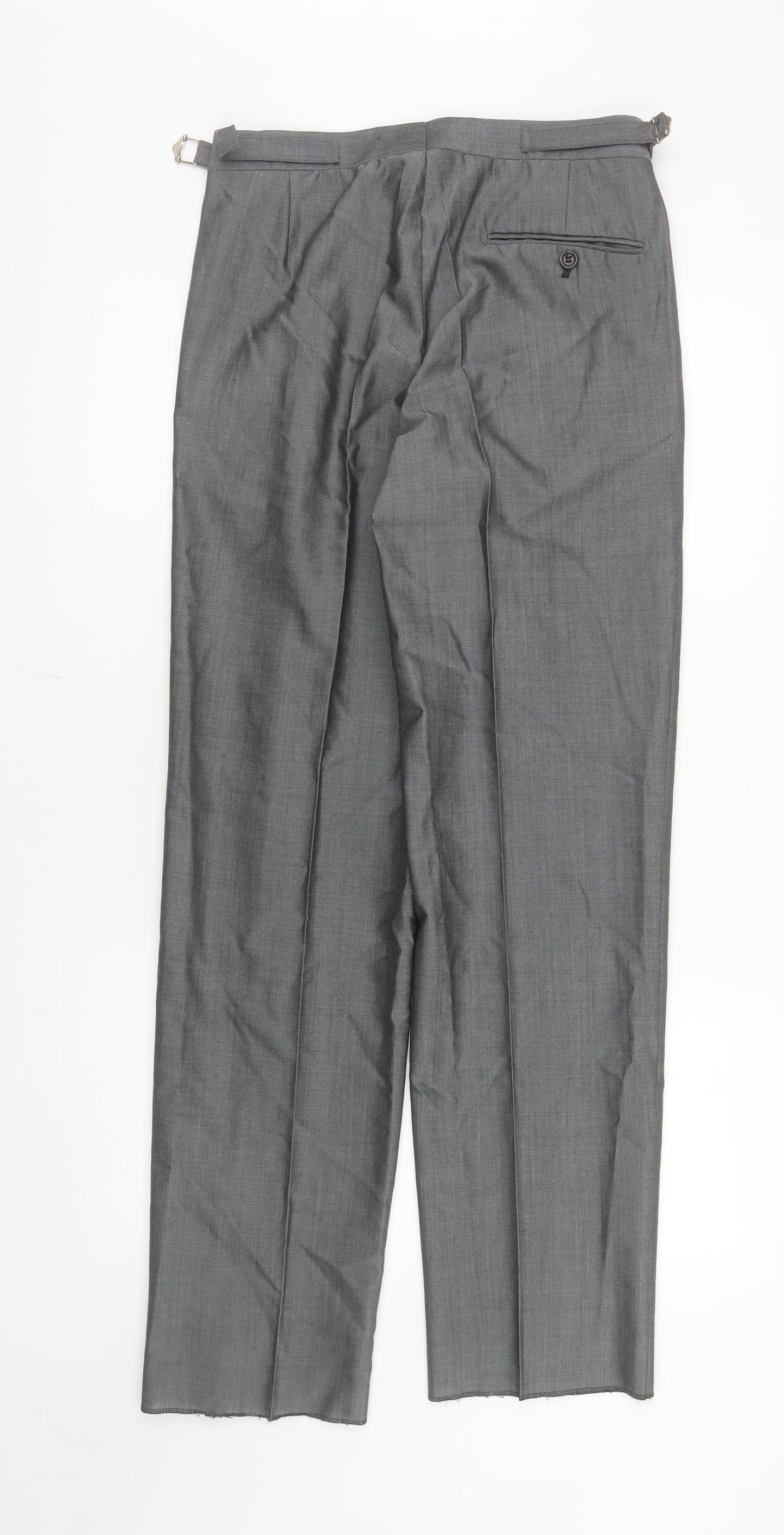Torre Men's Grey Pleated Wool Blend Dress Trousers 30R