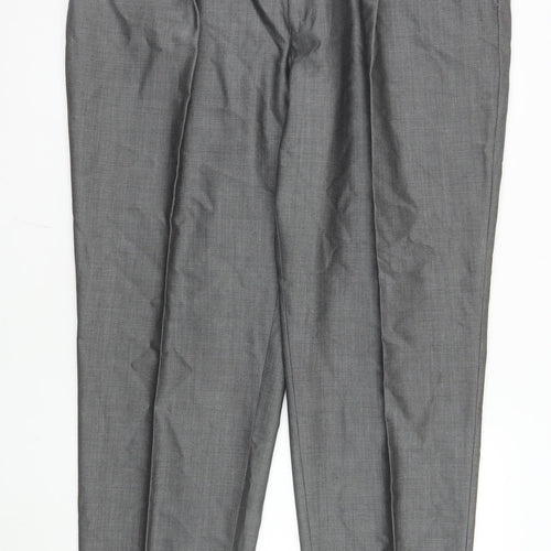 Torre Men's Grey Wool Blend Pleated Dress Trousers 46R