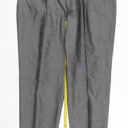 Torre Men's Grey Wool Blend Pleated Dress Trousers 46R