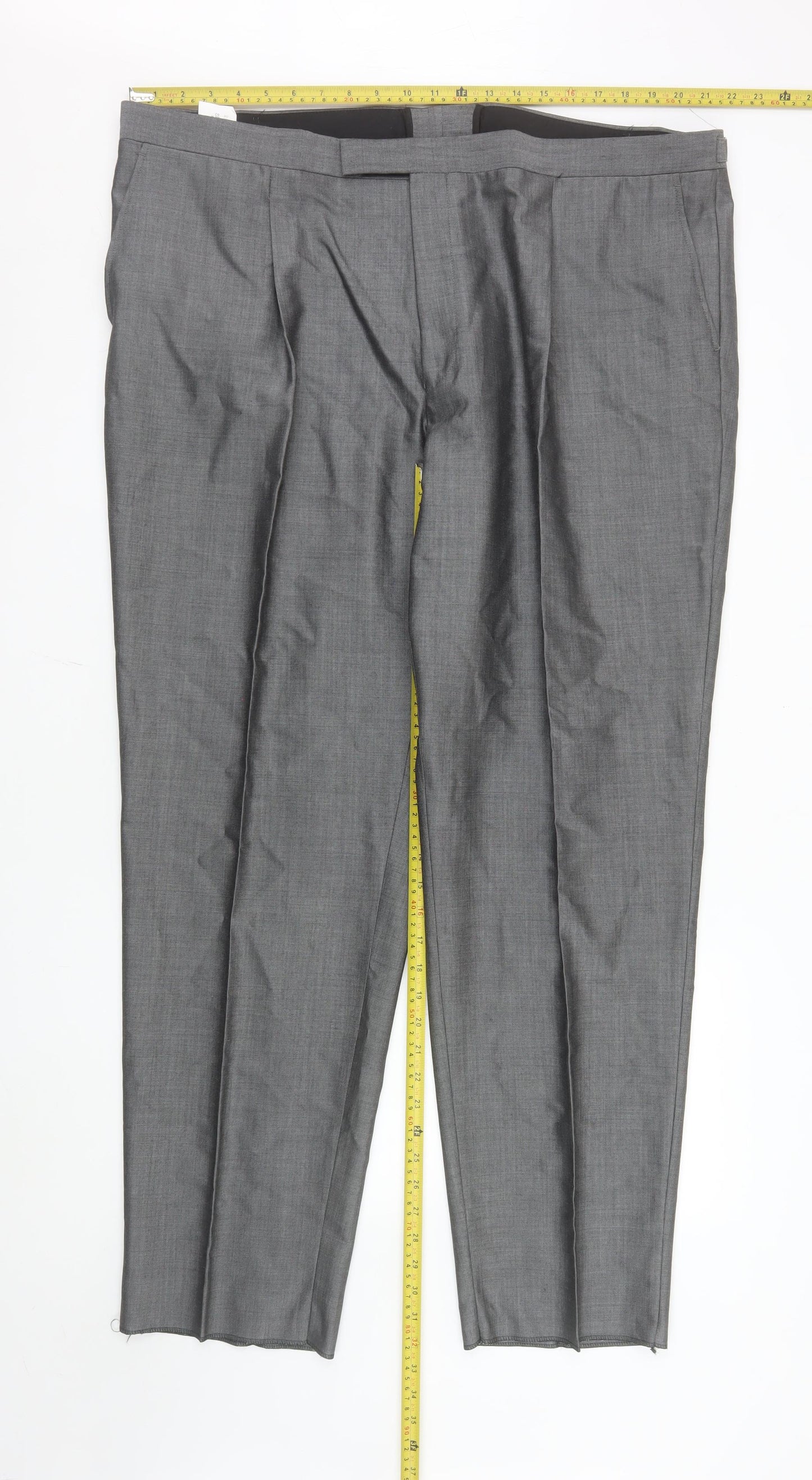 Torre Men's Grey Wool Blend Pleated Dress Trousers 46R