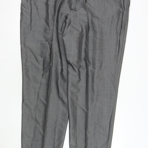 Torre Men's Grey Wool Blend Pleated Dress Trousers 46R