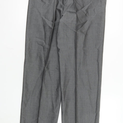 Torre Men's Grey 32S Classic Pleated Wool Blend Dress Trousers