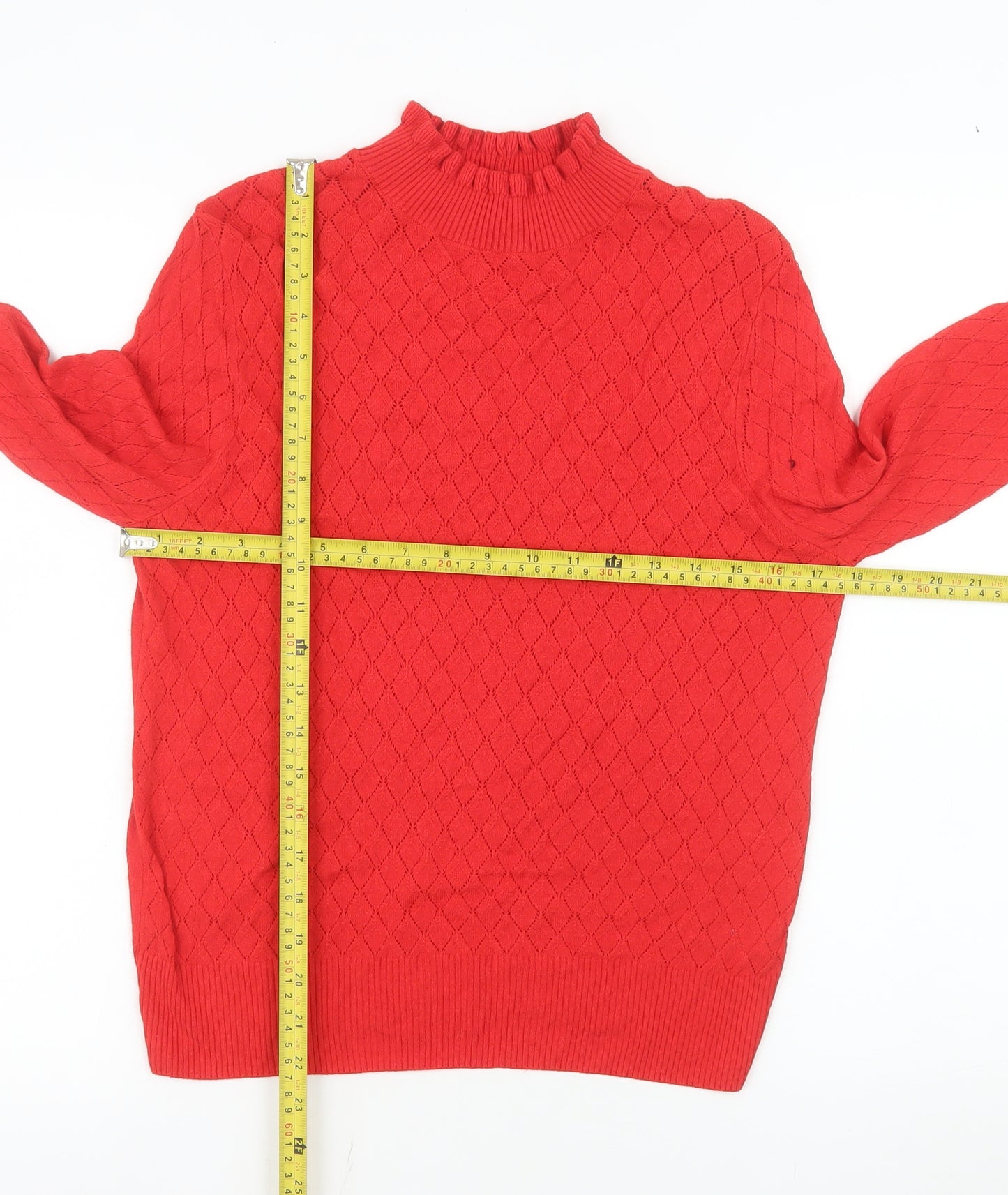 Tu Women’s Red Mock Neck Long Sleeve Knit Top Size 14