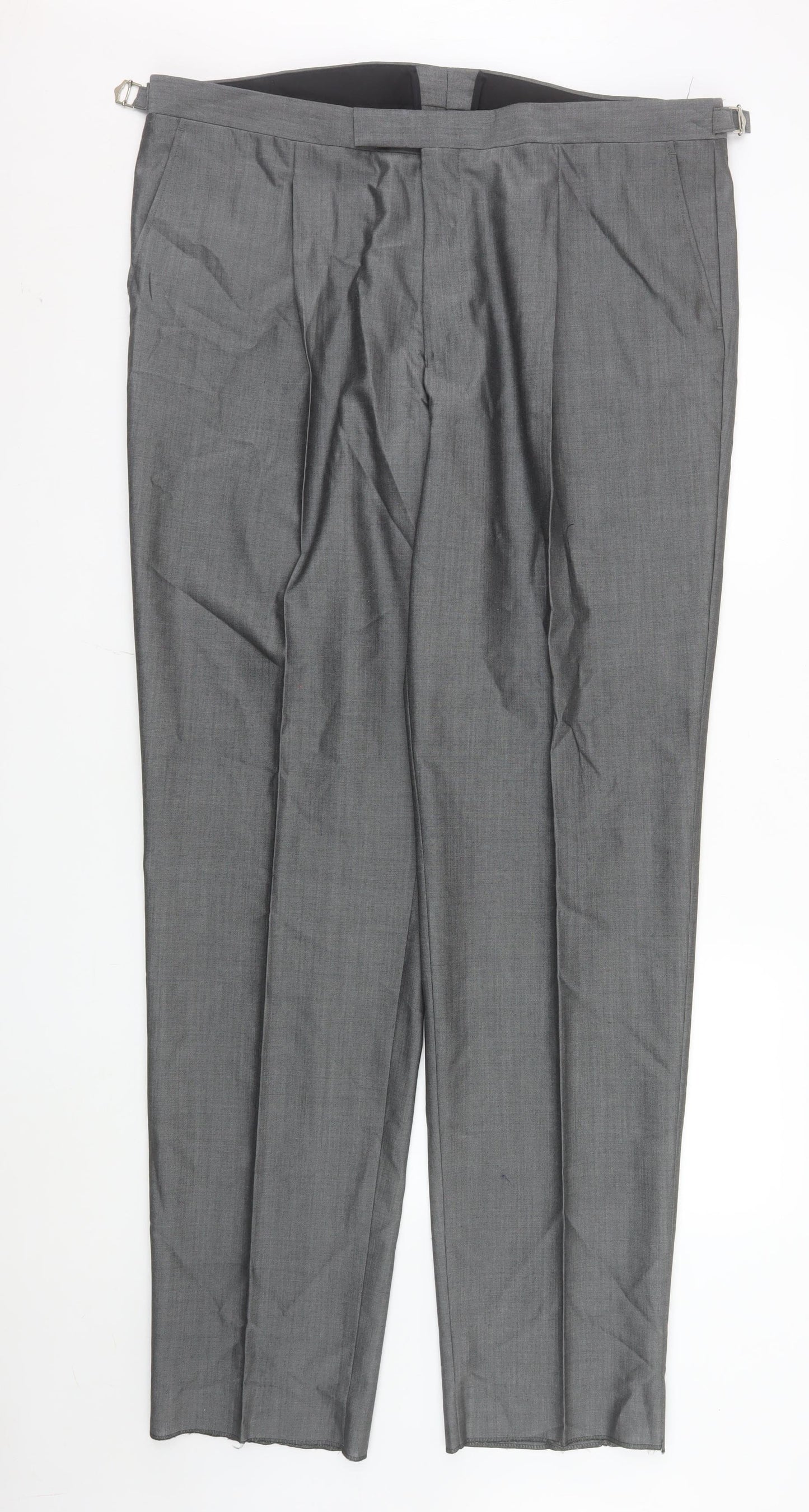 Torre Men’s Grey Wool Blend Pleated Dress Trousers Size XL 42in