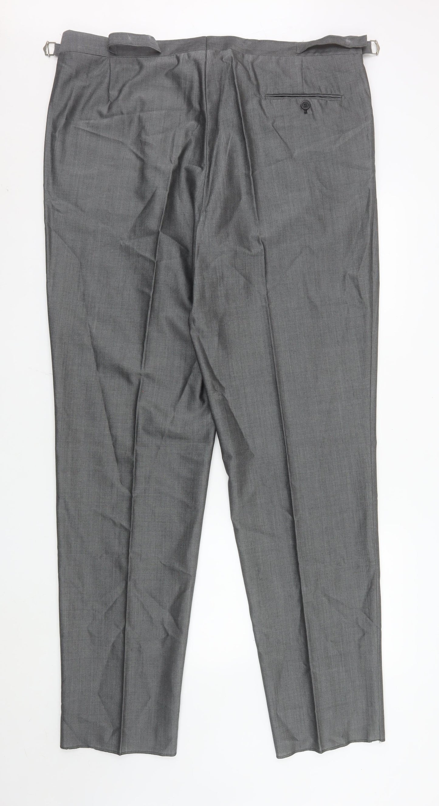 Torre Men’s Grey Wool Blend Pleated Dress Trousers Size XL 42in