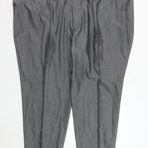 Torre Men’s Grey Wool Blend Pleated Dress Trousers Size 60S