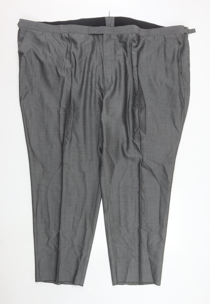 Torre Men’s Grey Wool Blend Pleated Dress Trousers Size 60S