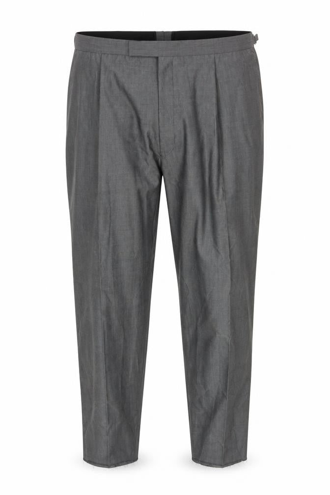Front view of Torre Men’s Grey Wool Blend Pleated Dress Trousers Size 60S
