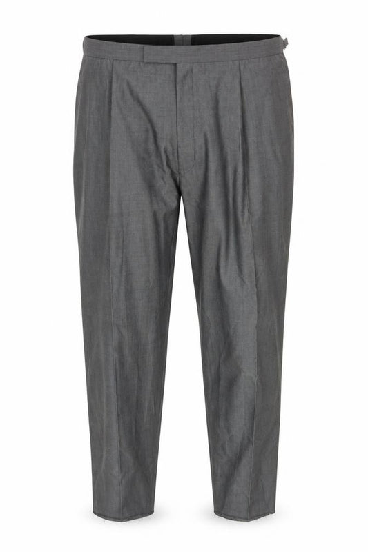 Front view of Torre Men’s Grey Wool Blend Pleated Dress Trousers Size 60S