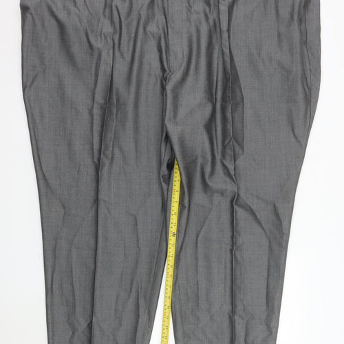 Torre Men’s Grey Wool Blend Pleated Dress Trousers Size 60S