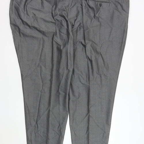 Torre Men’s Grey Wool Blend Pleated Dress Trousers Size 60S