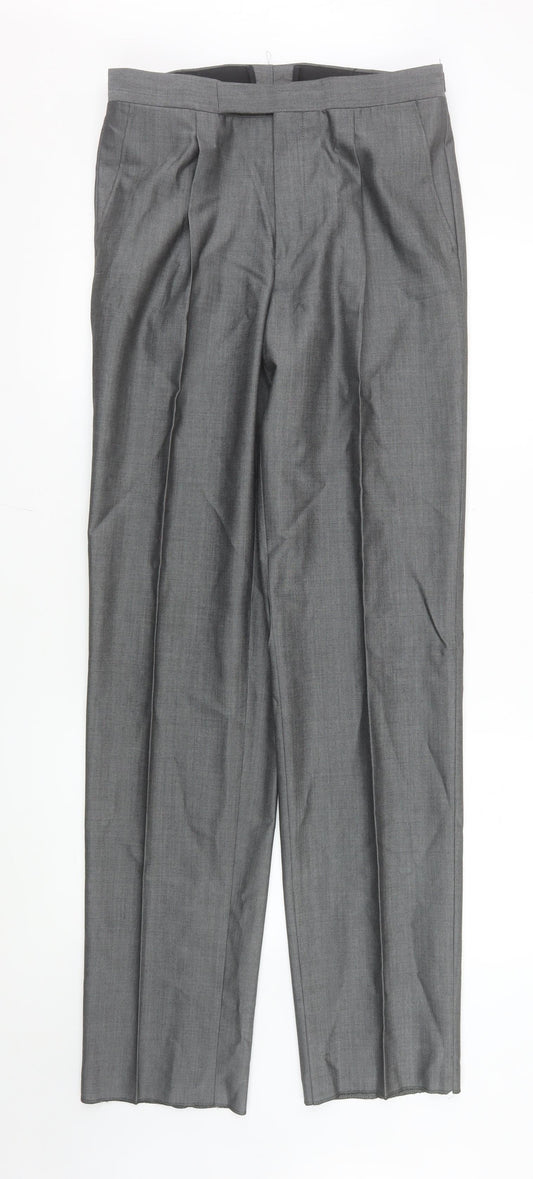 Torre Men's Grey Wool Blend Pleated Dress Trousers 32 XL