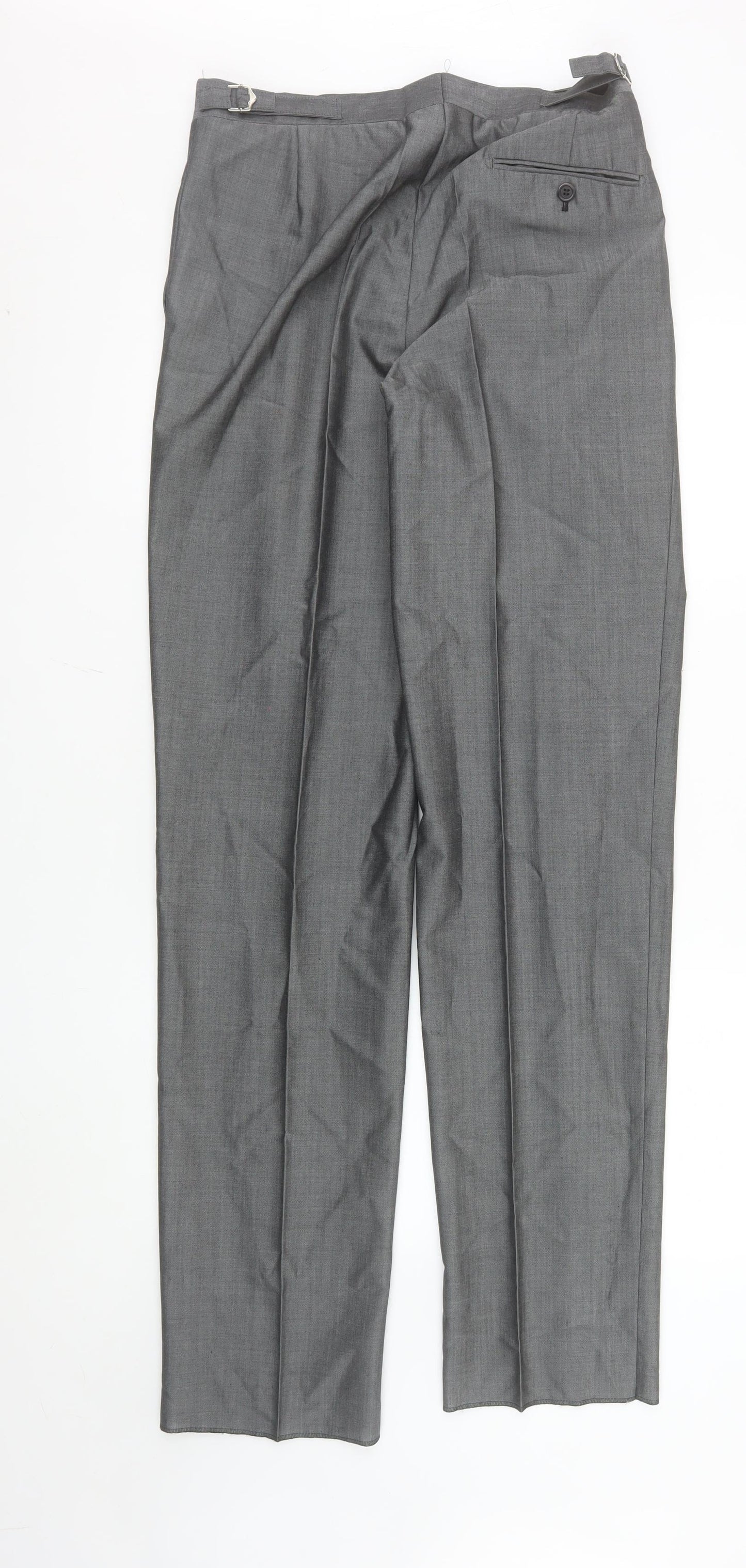 Torre Men's Grey Wool Blend Pleated Dress Trousers 32 XL