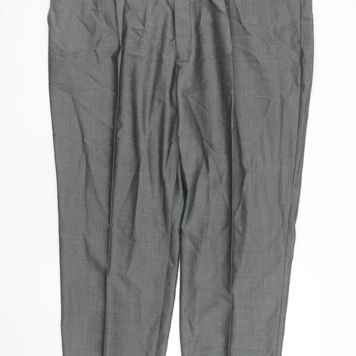 Torre Men's Grey Wool Blend Pleated Dress Trousers UK 46S