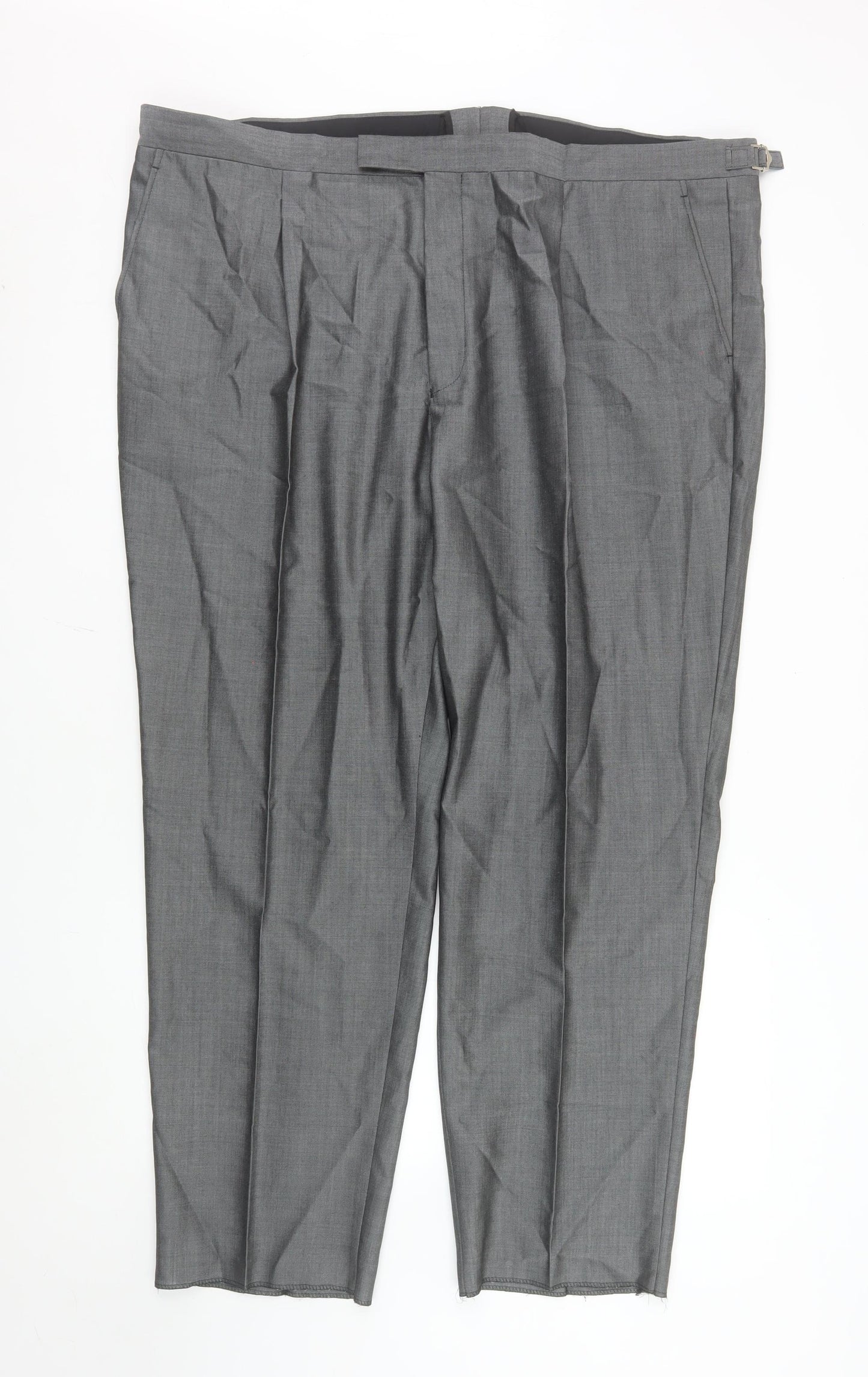 Torre Men's Grey Wool Blend Pleated Dress Trousers UK 46S