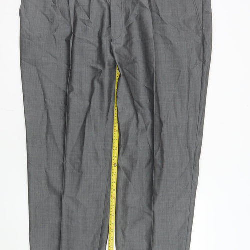 Torre Men's Grey Wool Blend Pleated Dress Trousers UK 46S