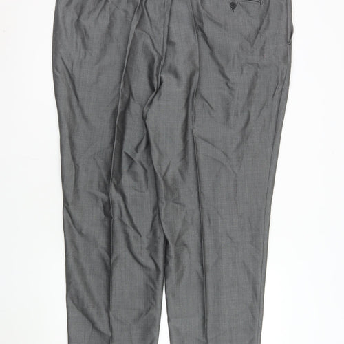 Torre Men's Grey Wool Blend Pleated Dress Trousers UK 46S