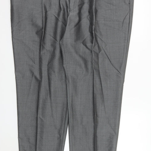 Torre Men's Grey 48R Regular Fit Wool Blend Pleated Dress Trousers
