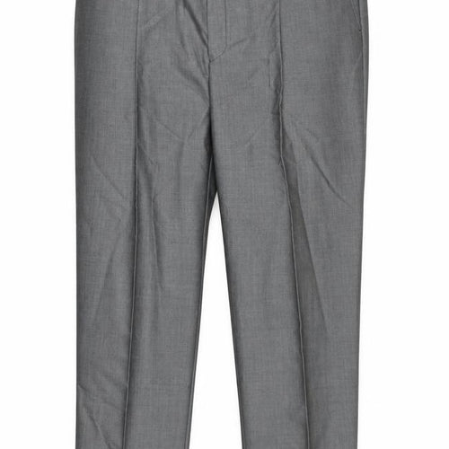 Torre Men's Grey 48R Regular Fit Wool Blend Pleated Dress Trousers