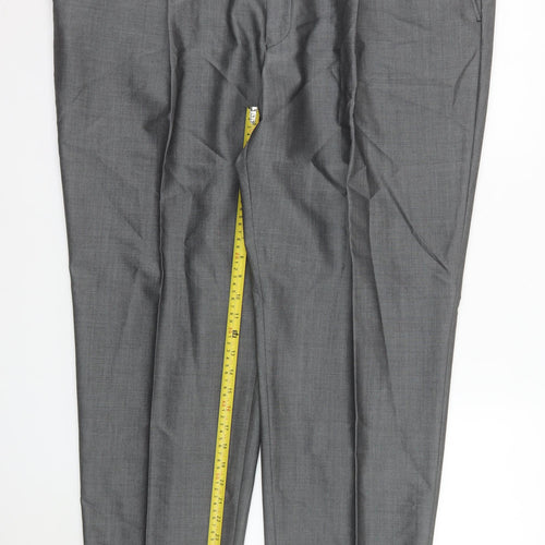 Torre Men's Grey 48R Regular Fit Wool Blend Pleated Dress Trousers