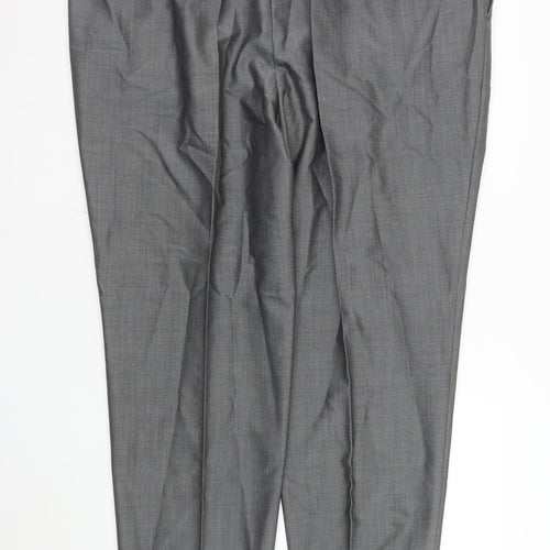 Torre Men's Grey 48R Regular Fit Wool Blend Pleated Dress Trousers